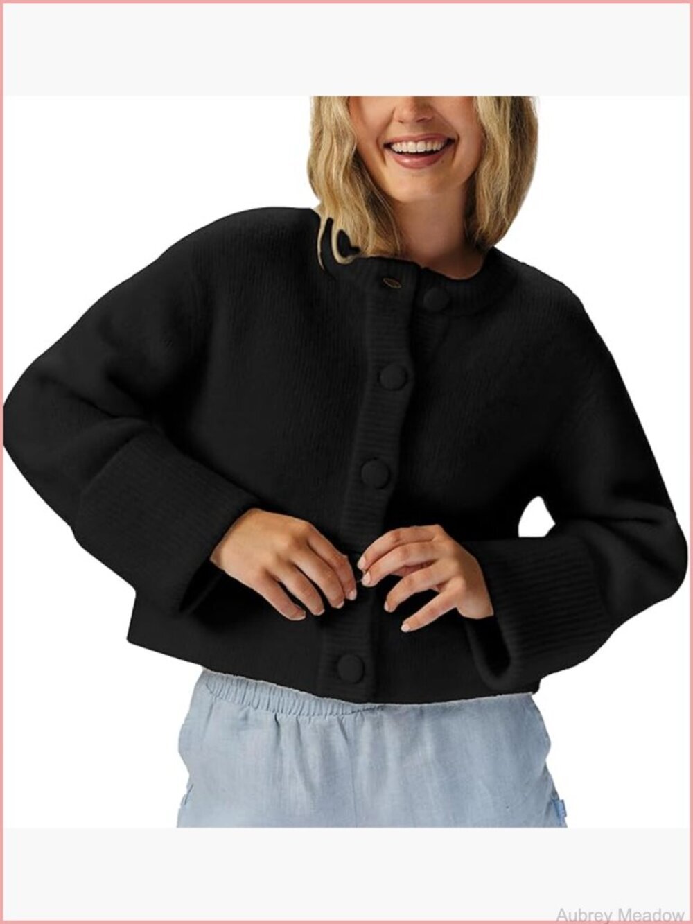 Lightweight Button Cardigan High-Folded Sleeve Knit Jacket